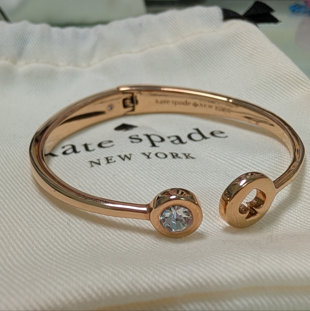 Kate Spade Spot The Spade Open Hinge Bangle Rose Gold